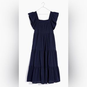Madewell ruffle-sleeve tiered midi dress